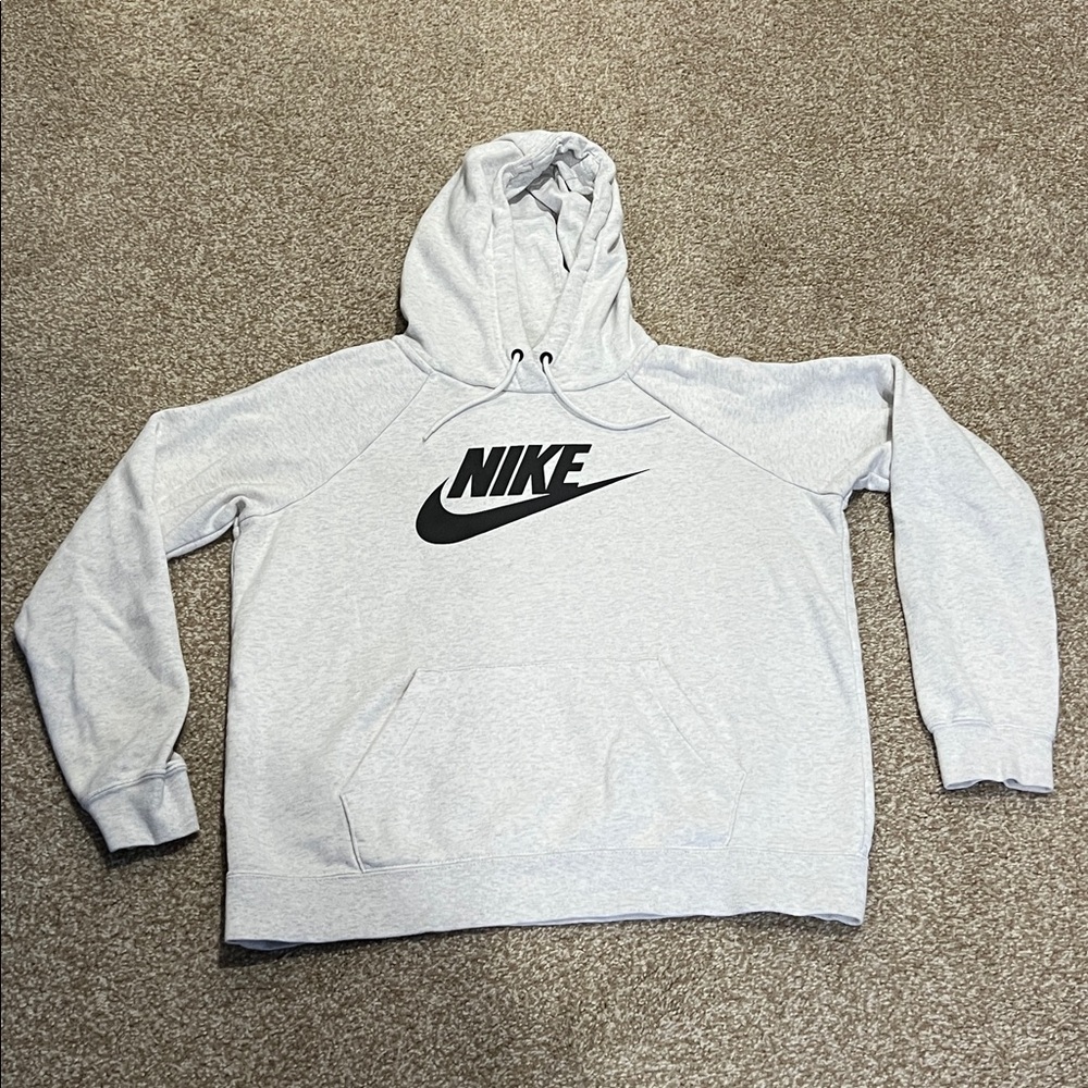 Nike Heather Gray Hoodie with Black Logo unisex sz M